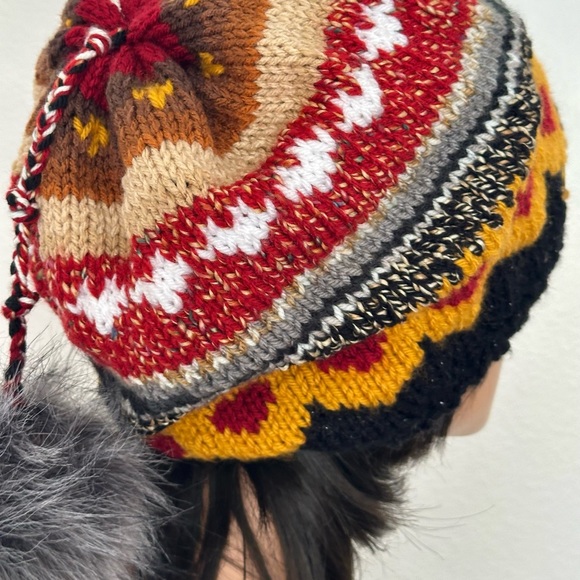 Hand Knits 2 Love Slouch Beanie Hat Hearts Valentine Faux Fur Pom Pom Designer main image 8